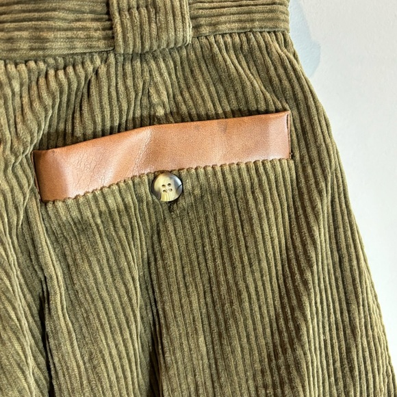ALAIN MANOUKIAN Sz 38 Thick Corduroy Leather Trim Barrel Equestrian design Pants - Picture 8 of 12